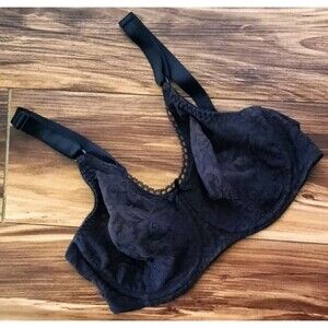 Bali Minimizer Bra Size 34D Black Floral Lace Unlined Balconett Underwire